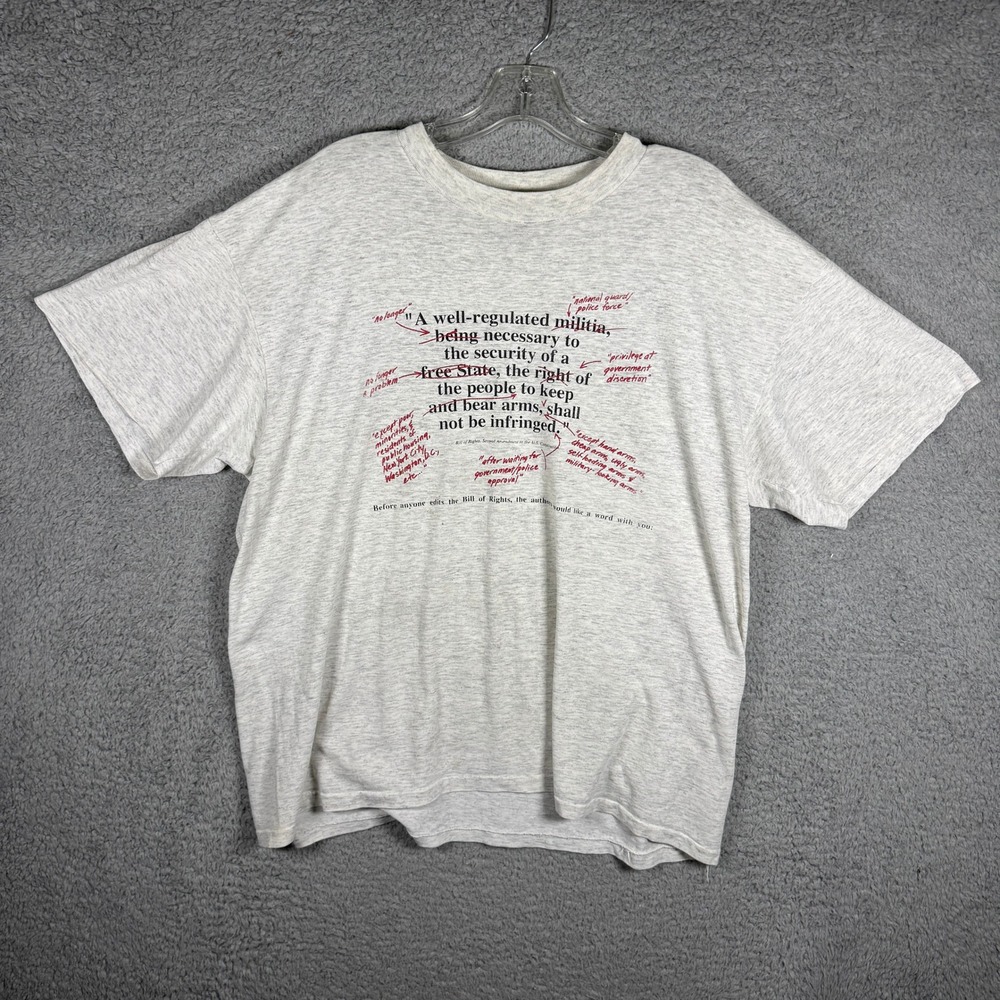 Vintage 2nd Amendment Founding Fathers Graphic T-Shirt Gray Mens XL 2A Political